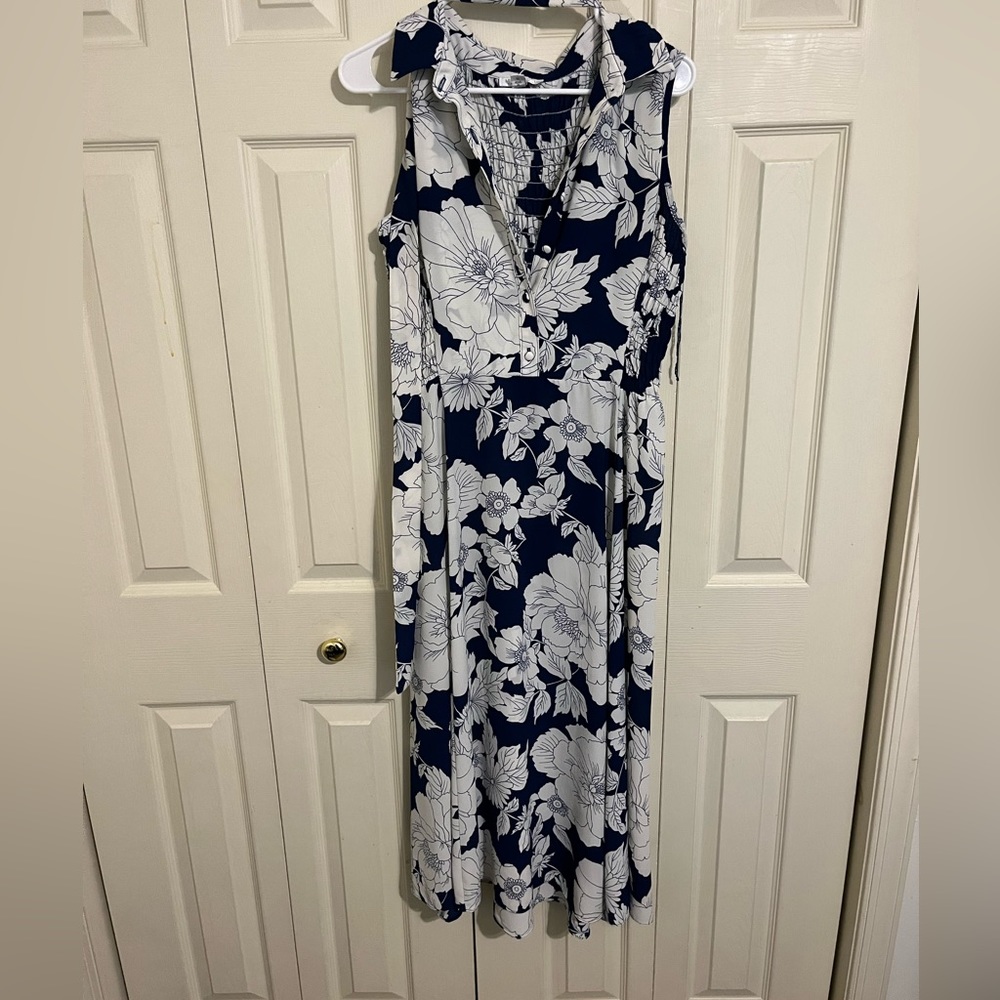 Navy & White Floral Dress